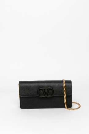 Vlogo Signature Grainy Calfskin Wallet With Chain 链条钱包