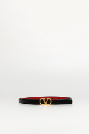 Vlogo Signature Reversible Shiny Calfskin Belt 10 mm 腰带