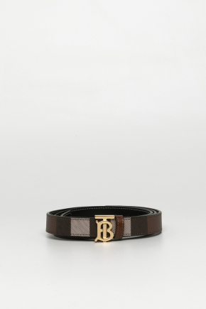 Check And Leather Reversible Tb Belt 腰带