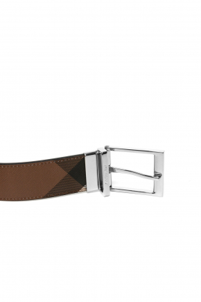 Check And Leather Reversible Belt