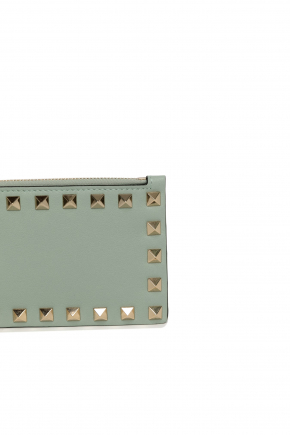 Rockstud Calfskin Cardholder With Zipper 卡片包/零錢包