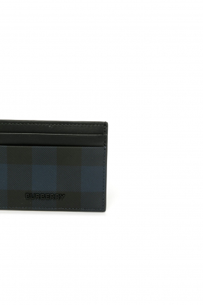 Check And Leather Card Holder