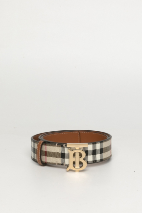 Check And Leather Tb Belt Belt