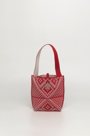 Square Origami Knit Bucket Top handle
