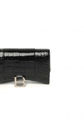 Hourglass Wallet With Chain Crocodile Embossed Chain wallet