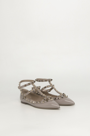 Patent Rockstud Caged Ballet Flat 平底鞋