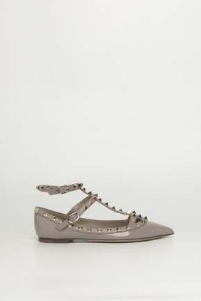 Patent Rockstud Caged Ballet Flat Flats