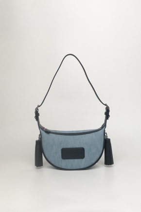 Kenzo 18 Small Denim And Leather Hobo Bag 单肩包