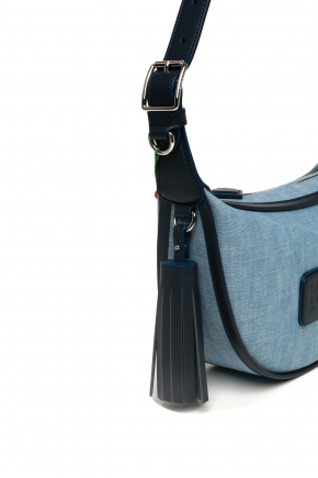 Kenzo 18 Small Denim And Leather Hobo Bag 单肩包