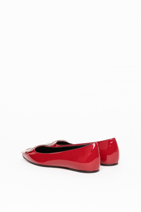 Trompette Metal Buckle Ballerinas In Patent Leather Flats
