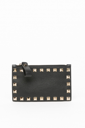 Rockstud Calfskin Cardholder With Zipper 卡片包/零錢包